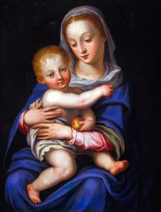 圣母与圣婴（银铜油画） 作者 亚历山德罗·阿洛里（Alessandro Allori）