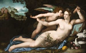 维纳斯解除丘比特的武装 作者 亚历山德罗·阿洛里（Alessandro Allori）