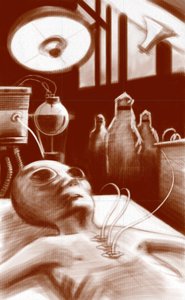 神奇生物：接受实验室测试的外星人。 亚历山德罗·洛纳蒂插图。 2010年 作者 亚历山德罗·洛纳蒂