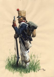 第一帝国（1804-1814 和 1815）：身着乡村服装的伟大拿破仑军队的法国步兵 作者 亚历山德罗·洛纳蒂