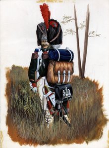 第一帝国（1804-1814 年和 1815 年）：意大利拿破仑大军团皇家卫队的掷弹兵。亚历山德罗-洛纳蒂绘图 作者 亚历山德罗·洛纳蒂