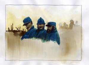 第一次世界大战：第一次世界大战期间的法国士兵 亚利桑德罗-洛纳蒂的彩色绘画 作者 亚历山德罗·洛纳蒂