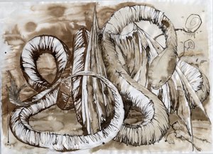 一种神奇而传奇的动物的插图：蛇身的龙。 亚历山德罗·洛纳蒂 (Alessandro Lonati) 的彩色绘画。 作者 亚历山德罗·洛纳蒂