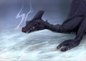 传说中的生物亚利桑德罗-洛纳蒂绘制的《雪中龙 作者 亚历山德罗·洛纳蒂