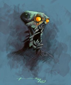 传说中的生物南美吸血鬼 Chupacabras 亚利桑德罗-洛纳蒂绘图 作者 亚历山德罗·洛纳蒂