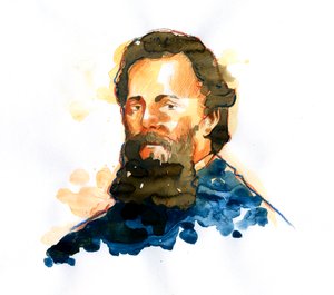 赫尔曼-梅尔维尔（1819-1891 年）散文家、小说家和美国诗人肖像（美国小说家赫尔曼-梅尔维尔肖像） 作者 亚历山德罗·洛纳蒂