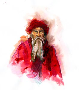 约翰内斯·根斯弗莱施·古腾堡 (Johannes Gensfleisch dit Gutenberg) 肖像 (1400-1468)，德国印刷商（约翰内斯·古腾堡肖像） 亚历山德罗·洛纳蒂 (Alessandro Lonati) 插图 作者 亚历山德罗·洛纳蒂
