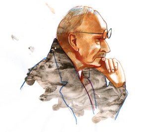 瑞士医生精神病学家卡尔·古斯塔夫·荣格 (Carl Gustav Jung, 1875-1961) 的肖像 (Portrait of Carl Jung 瑞士精神病学家和心理治疗师，分析心理学创始人) 作者 亚历山德罗·洛纳蒂