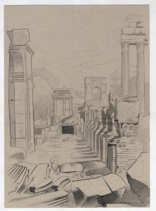 罗马的罗马时代遗址，罗马广场（foro romano） 亚历山大-洛纳蒂（Alessandro Lonati）绘图。 作者 亚历山德罗·洛纳蒂