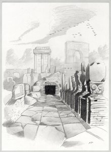 罗马的罗马时代遗址，罗马广场（foro romano） 亚历山大-洛纳蒂（Alessandro Lonati）绘图。 作者 亚历山德罗·洛纳蒂