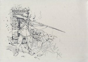 第二帝国（1852-1870）：步兵射击，奥地利军队士兵，奥匈帝国（Austro-Hungarian） 作者 亚历山德罗·洛纳蒂