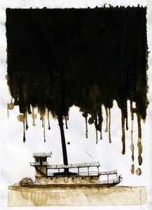 约瑟夫-康拉德新作《黑暗之心》的蒸汽船插图。2012 作者 亚历山德罗·洛纳蒂