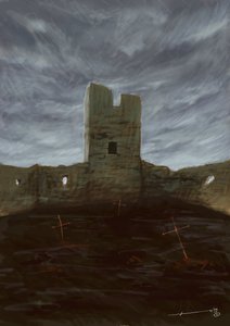被遗弃在废墟中的墓地墓穴。亚历山德罗-洛纳蒂的绘画作品 作者 亚历山德罗·洛纳蒂