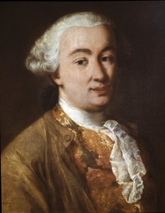 意大利戏剧作家 Carlo Goldoni 的肖像，细节（布面油画）