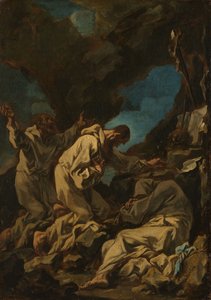 三位卡默多尔修道士的虔诚祈祷 作者 亚历山德罗·麦格纳斯科（Alessandro Magnasco）