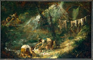 洗衣女工(布面油画）