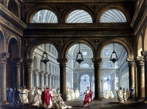 文森佐·贝里尼 (Vincenzo Bellini)（1801 - 1835 年）的歌剧“诺玛”中的伊尔明苏尔神庙：Sanquirico 为 1833 年在米兰斯卡拉歌剧院演出而设计的场景。