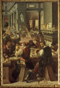 Manierism：位于佛罗伦萨旧宫（Palazzo della Signoria）的Studiolo de Francois I de Medici 的金匠工作室（La bottega dell