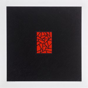 黑底红点，2021 年（卡片上的珐琅彩） 作者 亚历克斯·邓恩