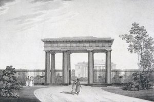 亲爱的战友们大门，在Tsarskoye Selo的凯瑟琳公园，1822年 作者 亚历山大·安德烈耶维奇·托恩