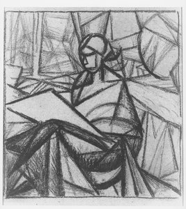 女人，1914-15（纸上的木炭）
