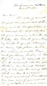 1862年12月1日署名为A.E. Steen的信，在范布伦附近的营地，给他的表妹玛丽-沃克夫人，阿肯色州范布伦。 作者 亚历山大·斯汀