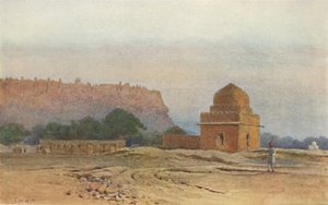 瓜廖尔要塞（Gwalior Fort）日出前（c1880 1905）。 作者 亚历山大·亨利·哈勒姆·默里