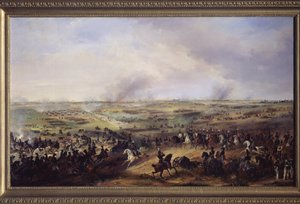 1813 年 10 月在莱比锡（德国）的民族之战（或称莱比锡战役，拿破仑战争德国战役中第三次联盟的插曲）。亚历山大-绍尔韦德（1783-1844 年）的画作，布面油画。德国艺术 19 世纪