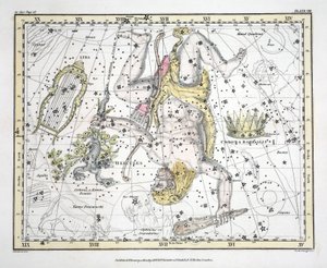 星座（板块VIII）Coronoa Borealis，Hercules和Cerberus，Lyra，来自&39;A Celestial Atlas&39;，由Alexander Jamieson，酒吧。伦敦1822年（手工彩色雕刻）