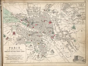 1789年法国大革命爆发时的巴黎地图，由William Blackwood和Sons，爱丁堡和伦敦出版，1848年（手工雕刻）