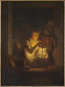 一个女人与一个灯笼，1818年 作者 亚历山大·劳瑞斯（AlexanderLauréus）
