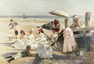 论博格诺里吉斯海岸 - 哈福德夫妇及其子女的肖像群，1887年