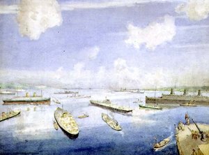 盖尔湖上的战时航运（水彩画） 作者 亚历山大·内斯比特·帕特森