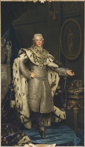 古斯塔夫三世--瑞典国王古斯塔夫三世（1746-1792）的肖像，由罗斯林，亚历山大（1718-1793）绘制。布面油画 作者 亚历山大·罗斯林