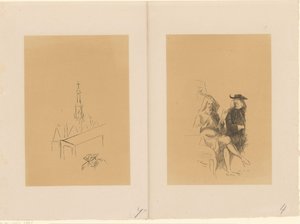薄荷塔和两个拿着信的人 作者 Cornelis Troost