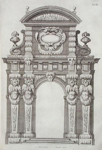 公园大门，出自《建筑学著作，包括其他门》，由Melchior Tavernier（约1564-1641）雕刻，1631年出版（雕刻）。 作者 亚历山大（后）弗朗西尼