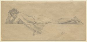 为“ Le Poete Florentin”研究，约1853年 作者 亚历山大·卡巴内尔（Alexandre Cabanel）