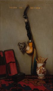 静物与烟斗和火柴，以及静物与鲱鱼，面包和奶酪对，1858年。 作者 亚历山大·加布里埃尔·戴尚