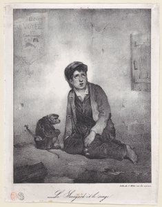 来自萨瓦的男孩和他的猴子》，1823年。 作者 亚历山大·加布里埃尔·戴尚
