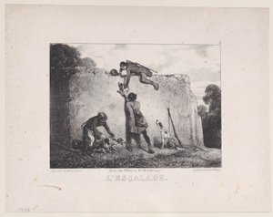 攀登》，来自《狩猎场景》系列，1829年。 作者 亚历山大·加布里埃尔·戴尚