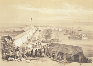 阿尔及尔的港口和码头，纪念1830年捕获阿尔及尔的法国远征军，由Adolphe Jean-Baptiste Bayot（1810-66）雕刻而成 作者 Alexandre Genet