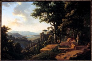 哲学家让·雅克·卢梭 (1712-1778) 于 1770 年在里昂附近的 Parc de la Rochecordon 打坐 Alexandre Hyacinthe Dunouy (1757-1841) 绘画 18 世纪巴黎，Marmottan 博物馆