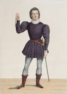 Frederick Lemaitre（1800-76）作为Edgard在Walter Scott（1771-1832）的&39;La Fiancee de Lammermoor&39;中在圣马丁剧院（彩色雕刻） 作者 亚历山大·拉考奇