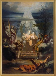 The ladder of Jacob Jacob, having left his land, fell asleep and dreamt of a great scale. Painting by Alexandre Laemlein (1813-1871) 作者 亚历山大·莱姆林（Alexandre Laemlein）