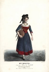 女演员Mademoiselle Minette或Jeanne-Marie-Francoise Menestrier在《Nicolas Remi》中饰演Francoise，Sewrin，杂耍剧院。 作者 亚历山大·玛丽·科林