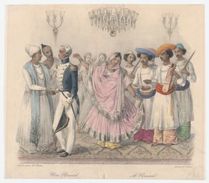 Une Nautch, 摘自《孟加拉的印度人和欧洲人礼仪图解》（24张图），1832年。 作者 亚历山大·玛丽·科林