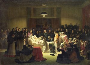 法国查尔斯 - 费迪南德（1778-1820）在巴黎歌剧院行政室的最后时刻，1820年2月14日，c.1828 作者 亚历山大·门哈德