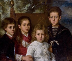 保罗-帕夫洛维奇-德米多夫（Paul Pavlovich Demidoff）子女的肖像，1839-1885年，圣多纳托第二王子，阿夫罗拉，A 作者 阿列克谢·阿列克谢耶维奇·哈拉莫夫