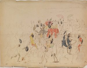 1842年旁遮普大君谢尔-辛格和英国大使克拉克的会面，1842年 作者 阿列克谢·德米特里耶维奇·萨尔蒂科夫