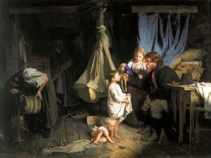 从城里回来》，1870年。   作者 阿列克谢·伊万诺维奇·科祖金